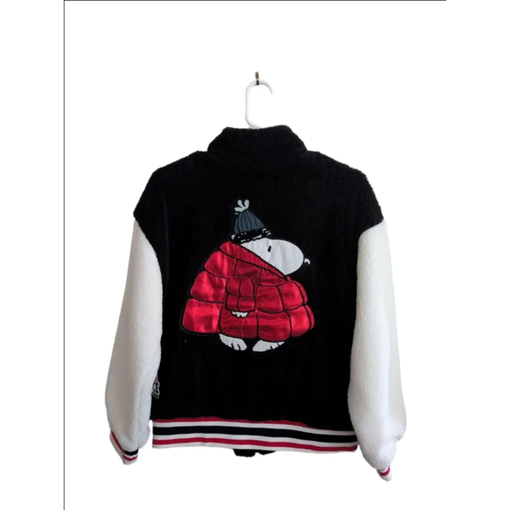 Girls Justice Peanuts Black & White Sherpa Jacket L